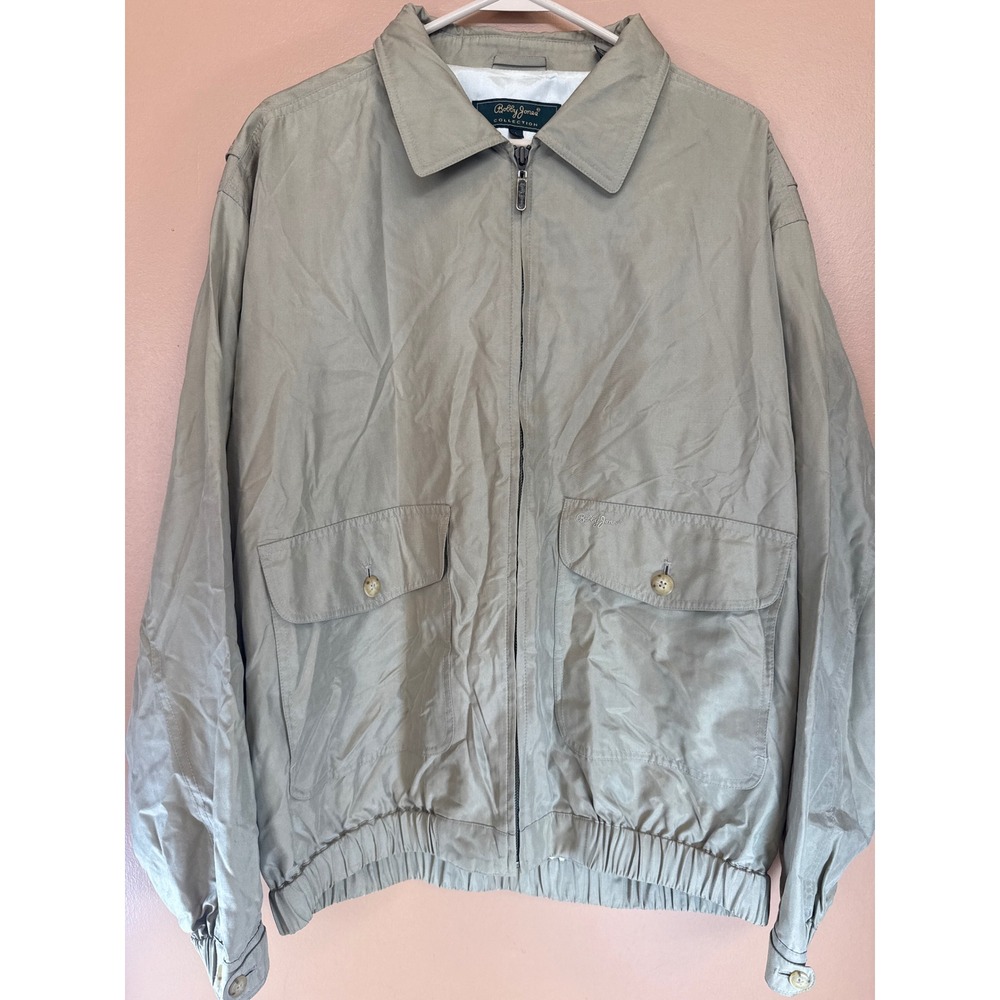 Bobby Jones Collection Mens‎ Khaki Tan Full Zip Windbreaker Golf Jacket Large
